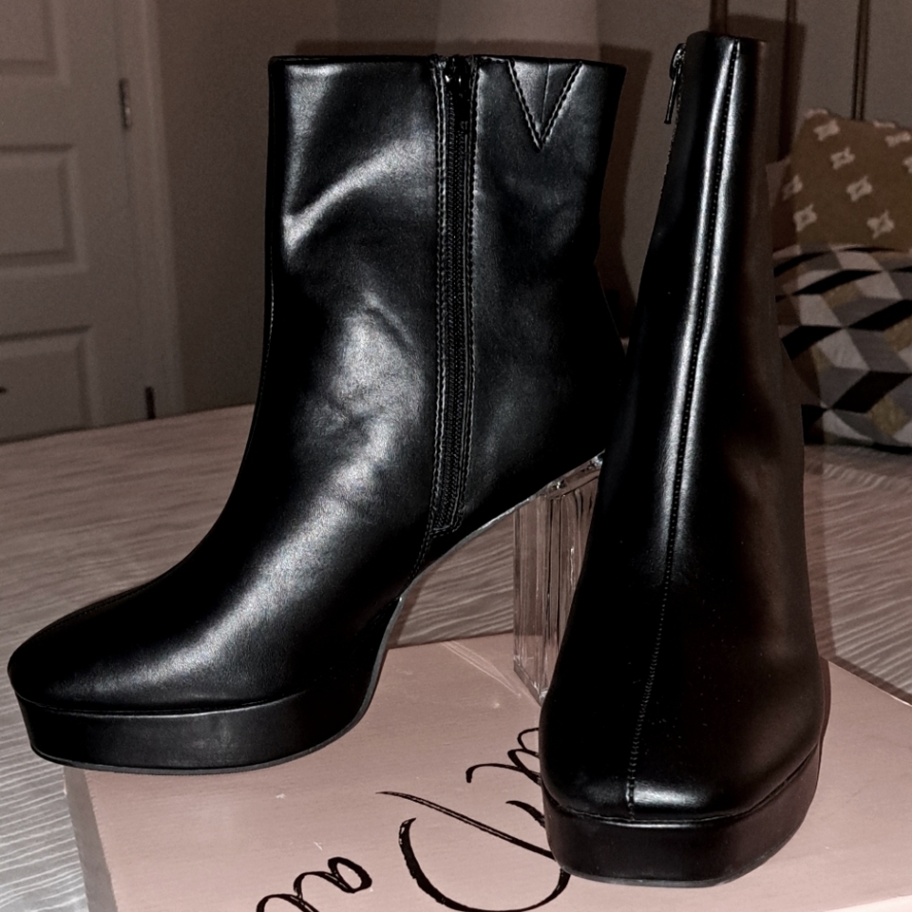 Charlee Lucite Bottom Platform Booties, Size 9.5 - Picture 2 of 6